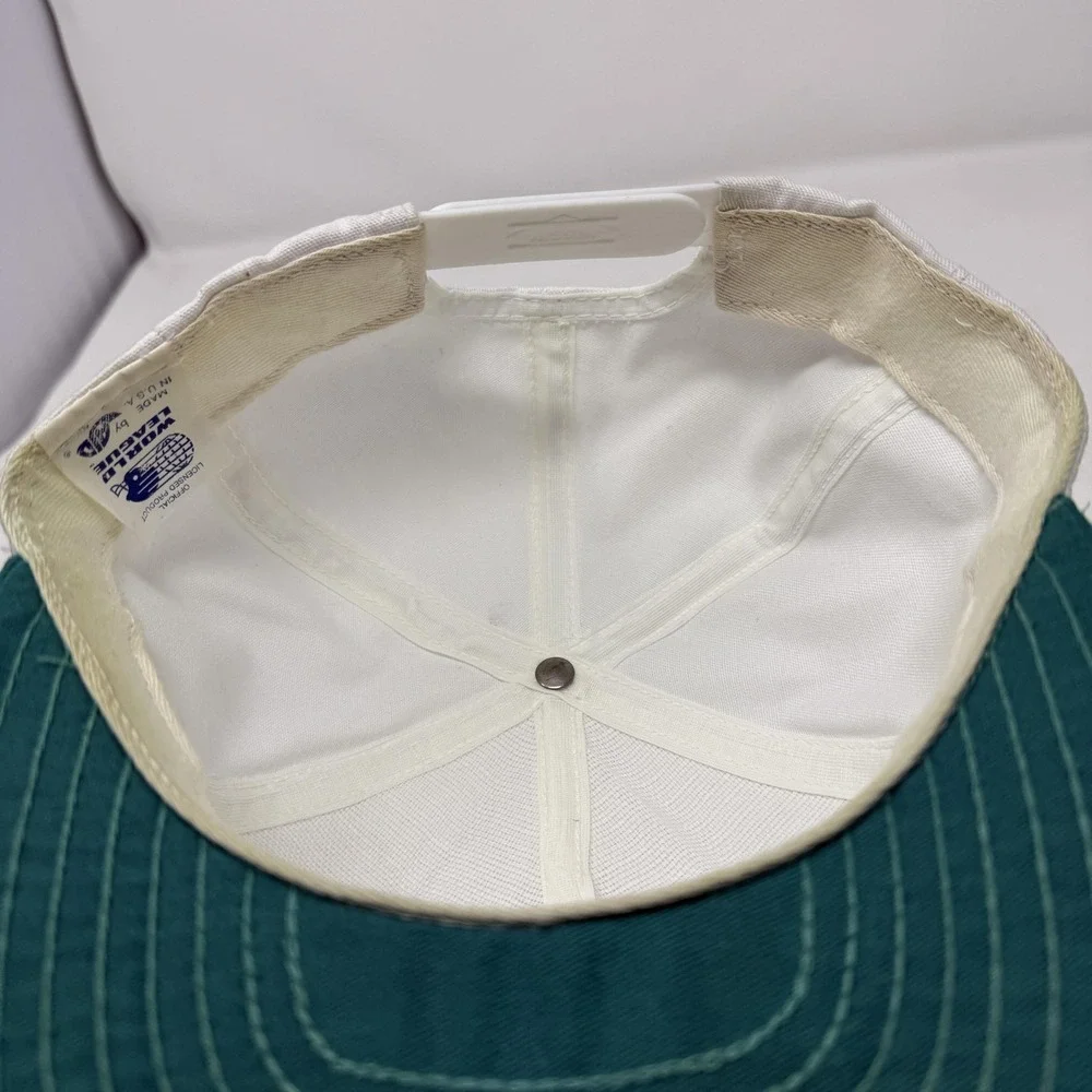 Vintage Sacramento Surge Hat Cap Snap Back One Size White Teal WLAF Football 90s